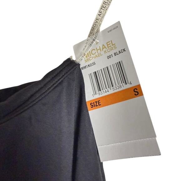 MICHAEL Michael Kors Black Logo Chain One Shoulder Tankini Swim Top Size Small - Picture 6 of 9